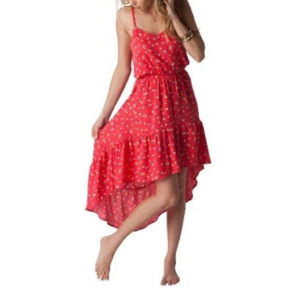 O'Neill Dresses & Skirts - SOLD! O’Neill || Red Floral “Sunkissed” High-Low Dress
